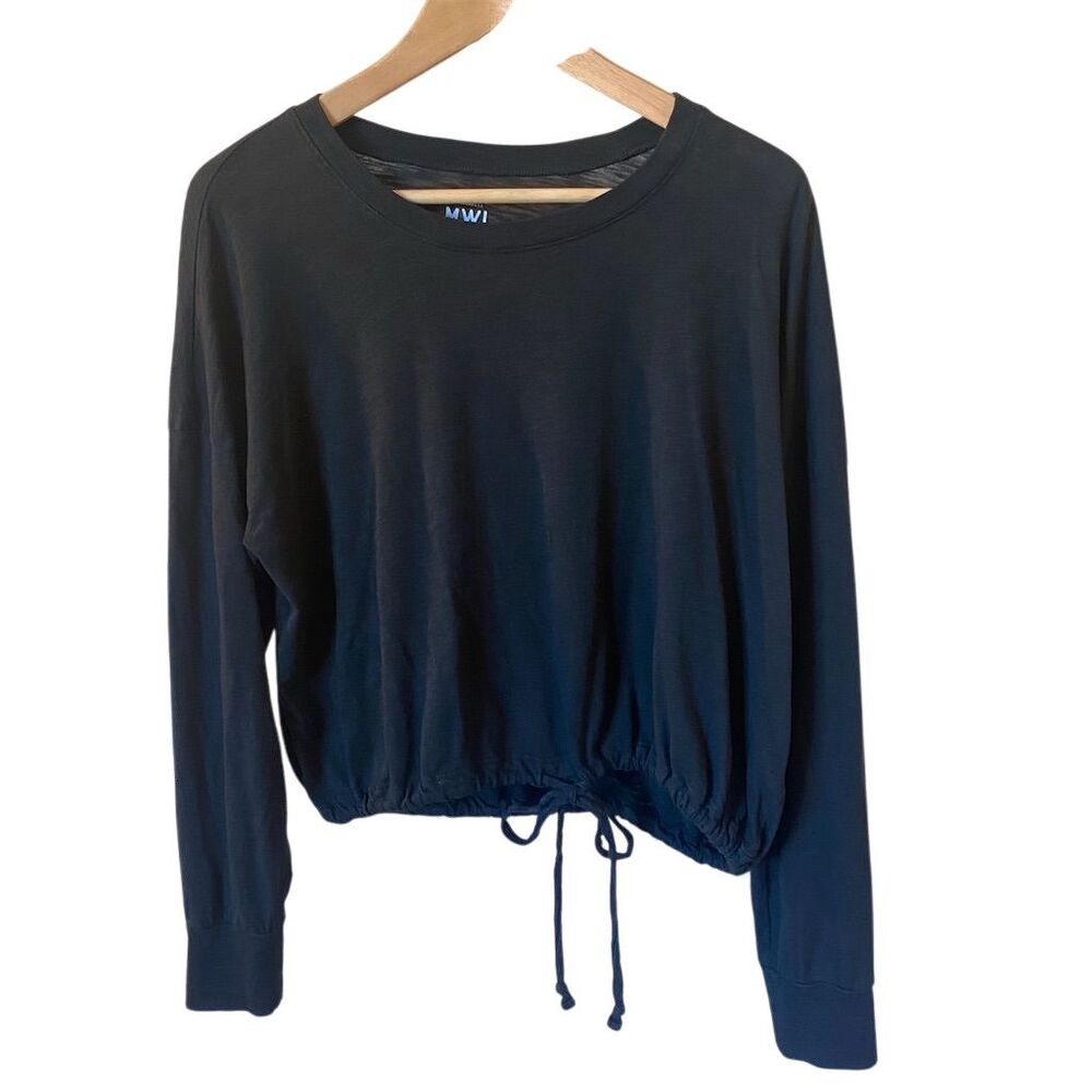 Madewell Women's Long Sleeve Black Top w/ Drawstring Hem Size M Casual